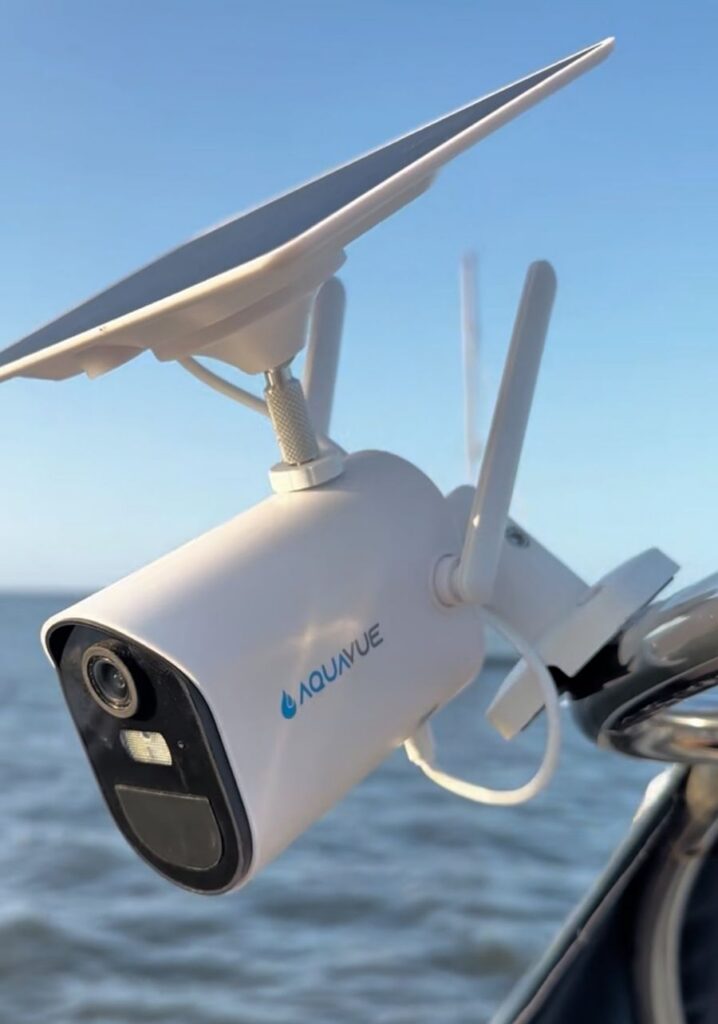 Solace 4G camera on a boat with the ocean behind
